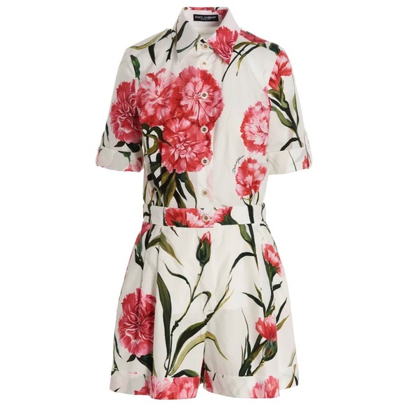 Dolce & Gabbana Carnation Print Poplin Romper - Picture 3 of 11
